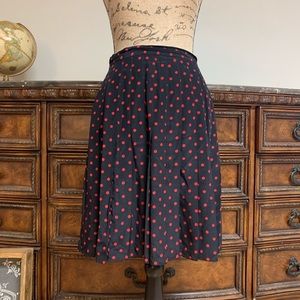 Vintage Ann Taylor 100% silk skirt red/blk dot